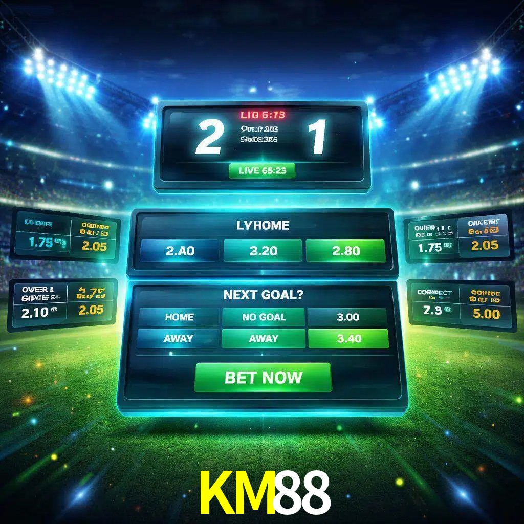 Vista de apuestas en vivo KM88 durante un partido en curso